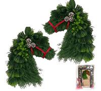 2026 New Horse Head Wreath, Horse Wreaths for Front Door, Handmade Faux Holiday Wreaths with Red Bow, for Farmhouse Wall Window Porch Decor (2PCS-C)