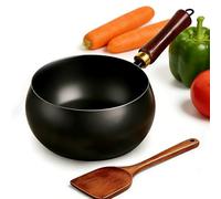 2026 NEW Japanese Cast Iron Pot & Pan Set, Hand-Forged Non-Stick Cookware with Wooden Lid & Spatula, Durable Heavy Duty Iron for Stir Fry, Stew, Induction & Gas Stoves (No Lid,9.5 in/25cm)