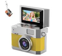 2026 New Mini Digital Camera, Thumb-Sized Retro Cameras with 180° Flip Screen Mini Camera,1080P Pocket Keychain Cameras with Built-in Flash (64G,Yellow)