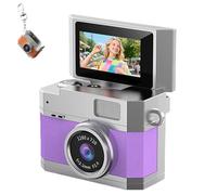 2026 New Mini Digital Camera, Thumb-Sized Retro Cameras with 180° Flip Screen Mini Camera,1080P Pocket Keychain Cameras with Built-in Flash (No card,Purple)