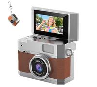 2026 New Mini Digital Camera, Thumb-Sized Retro Cameras with 180° Flip Screen Mini Camera,1080P Pocket Keychain Cameras with Built-in Flash (64G,Brown)