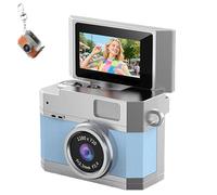 2026 New Mini Digital Camera, Thumb-Sized Retro Cameras with 180° Flip Screen Mini Camera,1080P Pocket Keychain Cameras with Built-in Flash (64G,Blue)