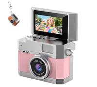 2026 New Mini Digital Camera, Thumb-Sized Retro Cameras with 180° Flip Screen Mini Camera,1080P Pocket Keychain Cameras with Built-in Flash (No card,Pink)
