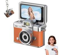2026 New Mini Digital Camera with 1.47 in Flip LCD Screen 1080p, Mini Keychain Retro Camera, Built-in Flash, Strap and Keychain, Record The Beautiful Moments of Life (Orange,No Card)
