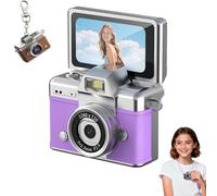 2026 New Mini Digital Camera with 1.47 in Flip LCD Screen 1080p, Mini Keychain Retro Camera, Built-in Flash, Strap and Keychain, Record The Beautiful Moments of Life (Purple,No Card)