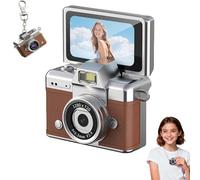 2026 New Mini Digital Camera with 1.47 in Flip LCD Screen 1080p, Mini Keychain Retro Camera, Built-in Flash, Strap and Keychain, Record The Beautiful Moments of Life (Brown,32G)
