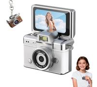 2026 New Mini Digital Camera with 1.47 in Flip LCD Screen 1080p, Mini Keychain Retro Camera, Built-in Flash, Strap and Keychain, Record The Beautiful Moments of Life (White,No Card)