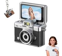 2026 New Mini Digital Camera with 1.47 in Flip LCD Screen 1080p, Mini Keychain Retro Camera, Built-in Flash, Strap and Keychain, Record The Beautiful Moments of Life (Black,No Card)