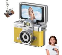 2026 New Mini Digital Camera with 1.47 in Flip LCD Screen 1080p, Mini Keychain Retro Camera, Built-in Flash, Strap and Keychain, Record The Beautiful Moments of Life (Yellow,32G)