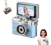 2026 New Mini Digital Camera with 1.47 in Flip LCD Screen 1080p, Mini Keychain Retro Camera, Built-in Flash, Strap and Keychain, Record The Beautiful Moments of Life (Blue,64G)