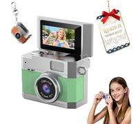 2026 New Mini Digital Camera with 1.47 in Flip LCD Screen, 1080p Retro Mini Ccd Camera with 32/64/128GB Card,Keychain Digital Camera with Lanyard,Record the beautiful moments of life (Green,128GB)