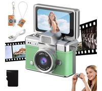 2026 New Mini Digital Camera with 1.47 in Lcd Screen, Photo Creator Mini Cam Digital Camera with Built-In Flash & Flip Display, 1080P CCD Retro Camera for Travel Study Concert Daily (Green)