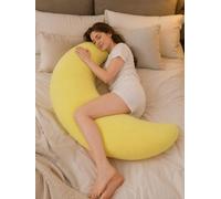 2026 New Moon Body Pillow, Giant Moon Sleep Spoon C-shaped Body Pillow for Side Sleepers,Soft Supportive Full Body Cushion with Removable Cover for Sleeping,Resting and Lounging (Yellow)