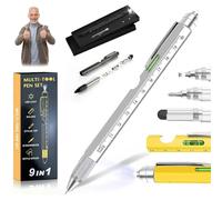 2026 New One Pen Nine Functions - Christmas Gifts for Him, Portable 9 in 1 Multi Tool Pen, for Writing, Measuring, Repairing, Lighting, Opening Bottles, Etc.(Silver)