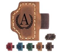 2026 New Personalized Magnetic Leather Pen Holder Bookmarks - 26 Letters Custom Bookmarks with Name Initial Engraved for Readers, Book Lovers (Light Brown,Q)
