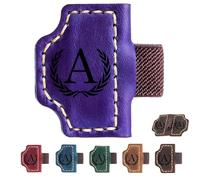 2026 New Personalized Magnetic Leather Pen Holder Bookmarks - 26 Letters Custom Bookmarks with Name Initial Engraved for Readers, Book Lovers (Purple,K)