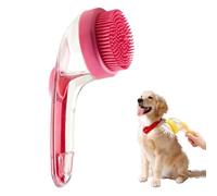 2026 New Pet Bath Brush, 2 in 1 Dog Bathing Grooming Massage Brush with Shampoo Dispenser, Dog Scrubber for Long Short Haired Dogs Cats (Red,Fine Tooth)