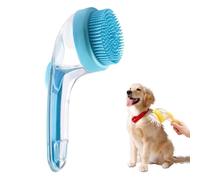 2026 New Pet Bath Brush, 2 in 1 Dog Bathing Grooming Massage Brush with Shampoo Dispenser, Dog Scrubber for Long Short Haired Dogs Cats (Blue,Fine Tooth)