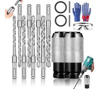 2026 New Rotary Hammer Adapter with Impact Drill Bits Set,Electric Hammer to Drill Converter,with 4PCS Heavy-Duty Carbide Bits,Electric Drill Tool Kit (2SET)