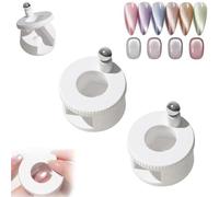 2026 New Rotating Cat Eye Magnet, Automatic Glass Bead Suction Of Cat Eye Nail, with Uniform Magnetic Force Excellent Light Absorption,Creating Wide Cat Eye Effect in 2s (2 White)