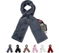 2026 New Scarf with Hidden Zipper Pocket, Faux Fur Pull Through Scarf with Secret Zipper, Ultra-Soft Solid Pocket Scarfs for Hands-Free Storage Phone, Keys and Personal belongings (Deep Grey)