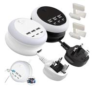 2026 New Ultimate 7-in-1 Retractable USB Charging Station with 8-Color Mood Lighting, 1.2M Rotatable Retractable Power Cord, 3USB+3Type-C Plug Extension Hidden Wide Compatibility (2Mix)