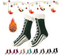 2026 New Upgraded version Ultra-Thick Cashmere Slipper Home Socks,Non Slip Comfy Warm,Christmas Socks (Army Green)