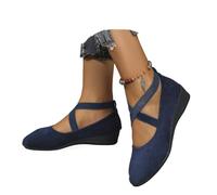 2026 New Women's Comfy Elastic Crisscross Strap Wedge Slip-On Shoes Comfortable Fashion Elastic Ankle Straps Pointed Toe Ballet Wedge Dress Shoes (1PCS/E,41)