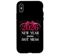 2026 New Year Same Hot Mess Mom Pink Bow Happy New Year 2026 Custodia per iPhone X/XS