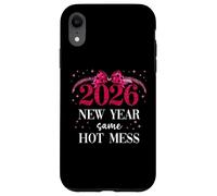 2026 New Year Same Hot Mess Mom Pink Bow Happy New Year 2026 Custodia per iPhone XR
