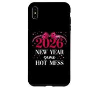 2026 New Year Same Hot Mess Mom Pink Bow Happy New Year 2026 Custodia per iPhone XS Max
