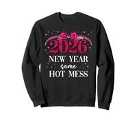 2026 New Year Same Hot Mess Mom Pink Bow Happy New Year 2026 Felpa