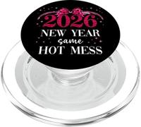 2026 New Year Same Hot Mess Mom Pink Bow Happy New Year 2026 PopSockets PopGrip per MagSafe