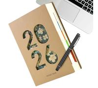 2026 Notebook - A5 PU Leather Planner, January December 2026, 365-Day Daily Notebook | Monthly Calendar Planner for Schedule, Time Management, Academic, Work, Home, School, Travel