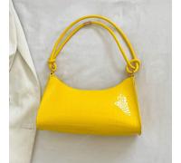 2026 Nuova borsa a spalla semplice alla moda per donne, borsa casual da portare sotto il braccio, borsa in tinta unita con texture coccodrillo giallo di nicchia, adatta come regalo di San Valentino, p