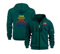 2026 Nuova Felpa con Cappuccio Personalizzata da Uomo Davanti e Dietro Progetta la Tua Giacca Aggiungi Testo Felpa con Zip Intera Personalizzata(G,XL)