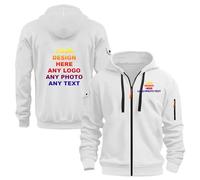 2026 Nuova Felpa con Cappuccio Personalizzata da Uomo Davanti e Dietro Progetta la Tua Giacca Aggiungi Testo Felpa con Zip Intera Personalizzata(F,2XL)
