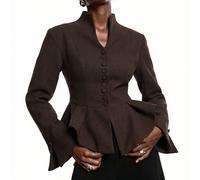 2026 Nuova Primavera/Estate Minimalista Elegante Blazer Marrone Caffè Aderente in Vita, Camicia da Donna per Lavoro, Adatta per Ufficio, Può Essere Indossata Come Blazer, Top da Chiesa, Uniforme da La