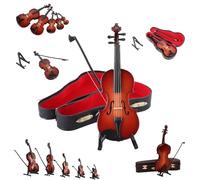 2026 Nuova statuetta di violino suonabile, strumento musicale in miniatura con suono e musica triste, violino in miniatura in legno con supporto, per regali unici stupidi stupidi (8,1 cm)