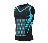2026 nuova versione ionica modellante senza maniche, canotta a compressione senza maniche da uomo, gilet correttore posturale senza maniche, gilet modellante per il corpo, Nero , M/3XL
