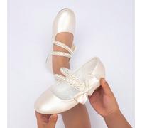 2026 Nuove scarpe da ragazza in stile minimalista con fiocco e perle, colore unito, per feste, modello flat EUR34,EUR35,EUR36,EUR37,EUR38,EUR39,EUR27,EUR28,EUR29,EUR30,EUR31,EUR32,EUR33Colore unico