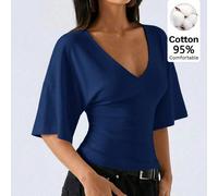 2026 Nuovi Arrivi Camicia Casual Semplice da Donna in Cotone al 95%, Maniche a Campana, Adatta per Pendolarismo/Natale/Capodanno/Ringraziamento/Cerimonia di Laurea e Altre Occasioni, Elegante e alla M