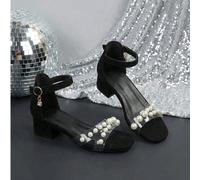 2026 Nuovi sandali per bambini, sandali alla moda con tacco alto e perle, prima scelta per le bambine belle, sandali preferiti dalle ragazze con diamanti scintillanti, sandali artigianali ricamati con