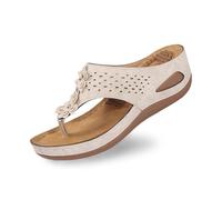 2026 Nuovo arrivato scarpa donna moda estiva sandali con zeppa comode pantofole da spiaggia traspiranti, beige., 38 EU