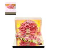 2026 Nuovo Calendario da Scrivania 3D, Calendario da Scrivania con Note e Luce LED, Blocco Memo da Intaglio su Carta Fai-da-Te per Arte e Regalo, Decorazione per la Casa e Festa di Natale (Fiore Isola