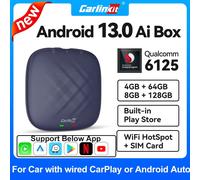 Android 13 CarlinKit Android Auto Wireless CarPlay AI TV Box QCM6125 SM6225 Schermo diviso a 8 core LED SM6225 NA 8GB 128GB
