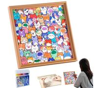 2026 Nuovo puzzle in legno a forma di gatto, puzzle/disegno/assemblaggio tutto in uno, cornice di puzzle da colorare con gatti in legno, fai da te creativo colorato a forma di gatto, regalo per gli
