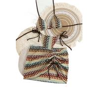 2026 Nuovo Set Bikini a 3 Pezzi a Righe da Donna, Top a Triangolo con Allacciatura Laterale e Gonna con Lacci Laterali, Costume da Bagno a Due Pezzi for Piscina sulla Spiaggia(Brown,S)