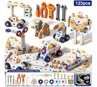 2026 Nuovo set di attrezzi portatili di medie dimensioni, set di giocattoli per assemblaggio di cacciaviti fai-da-te, puzzle 3D STEM, giocattoli Montessori, strumenti di riparazione, sviluppa abilità 