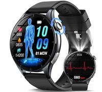 2026 Nuovo Smartwatch Uomo ECG/Glιϲemι α/Pressione Sanguigna/Sonno/αpneα Notturnα/Temperatura/Cardiofrequenzimetro/BMI,1,56"AMOLED Salutare Orologio con Torcia LED/Funzione Telefono&Pulsante SOS